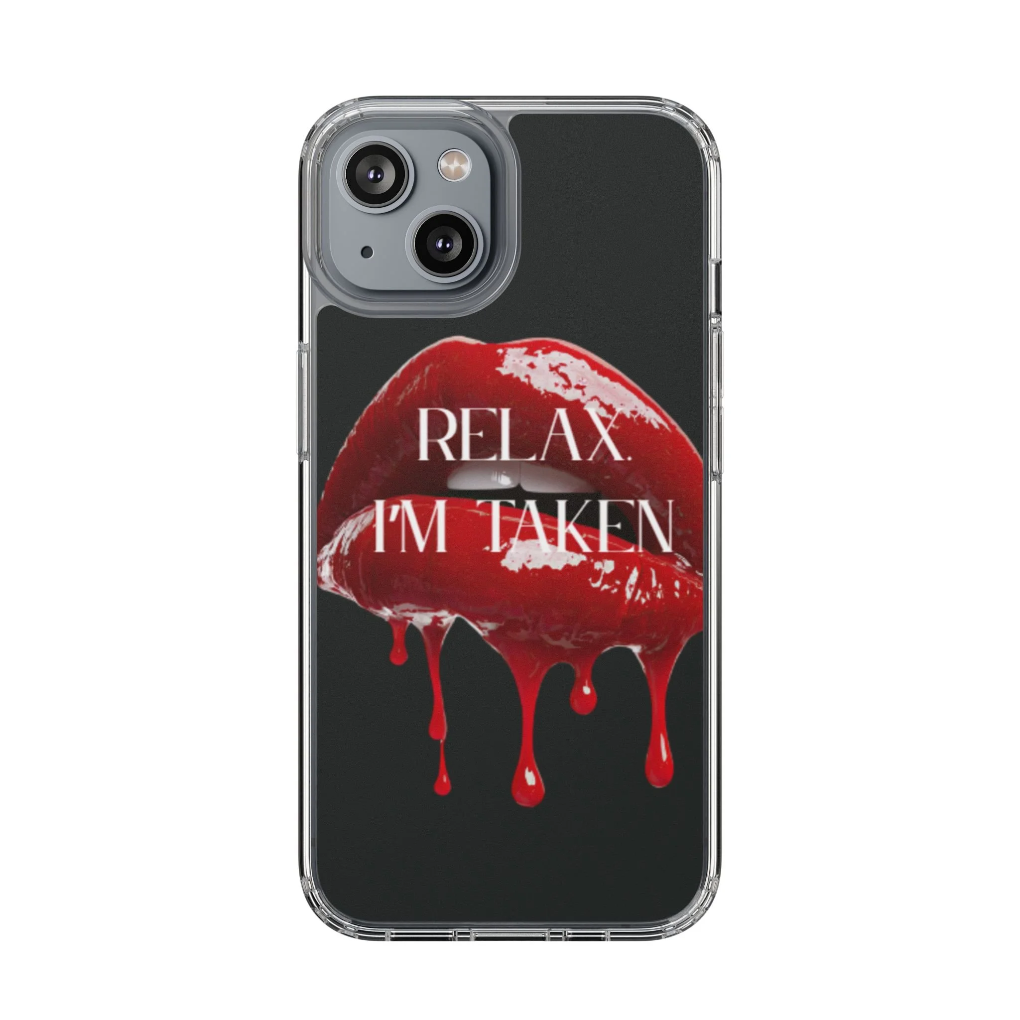 Clear Phone Case — Black Dripping Red Lips Design with 