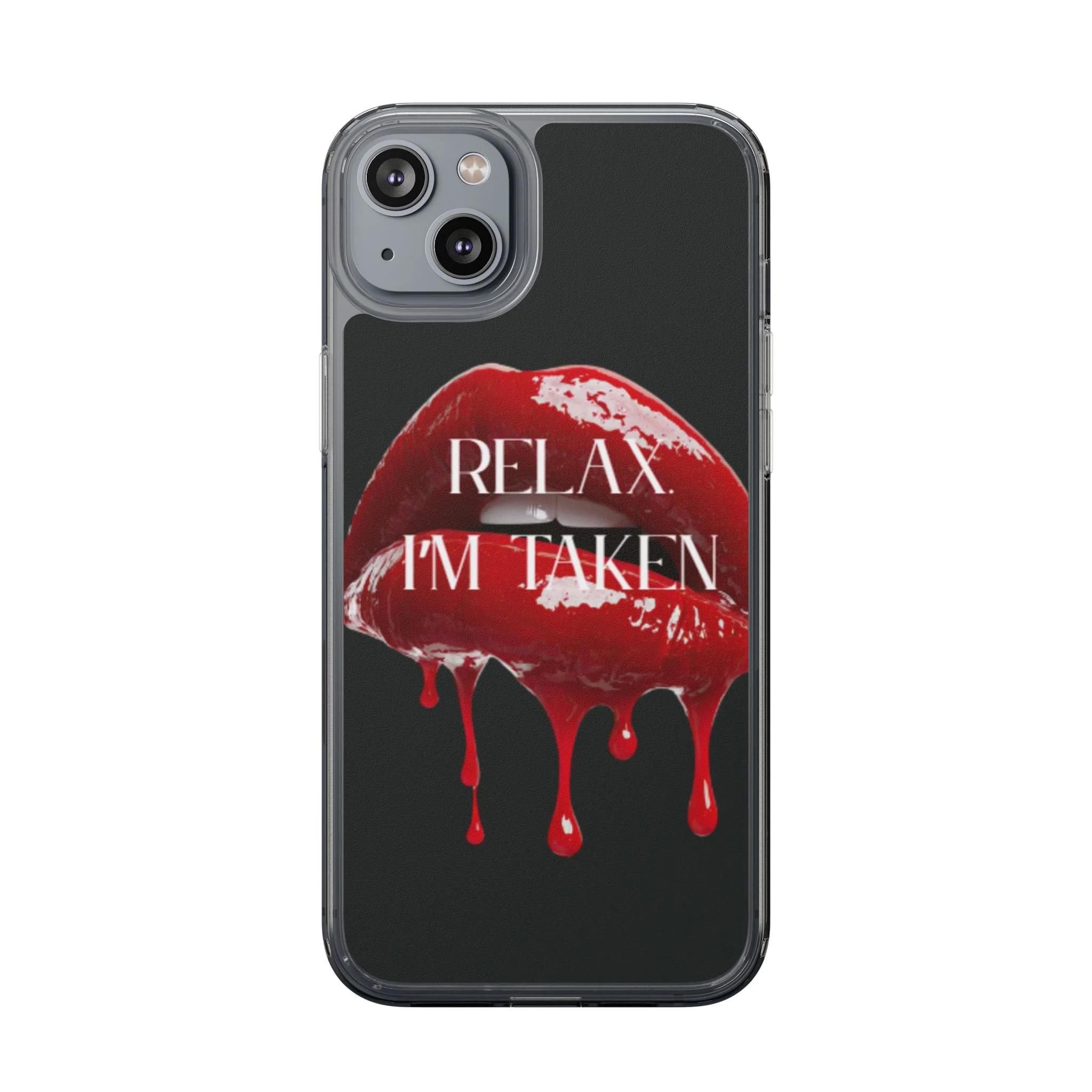 Clear Phone Case — Black Dripping Red Lips Design with 