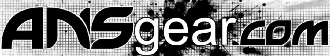 Logo of ANSgear.com with a black and white dotted background and stylized text.