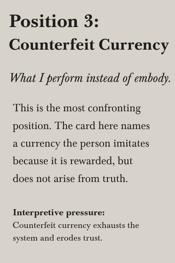 A text-based image discussing the concept of counterfeit currency, emphasizing how it imitates real currency without truth, and highlighting its negative impact on the system and trust.