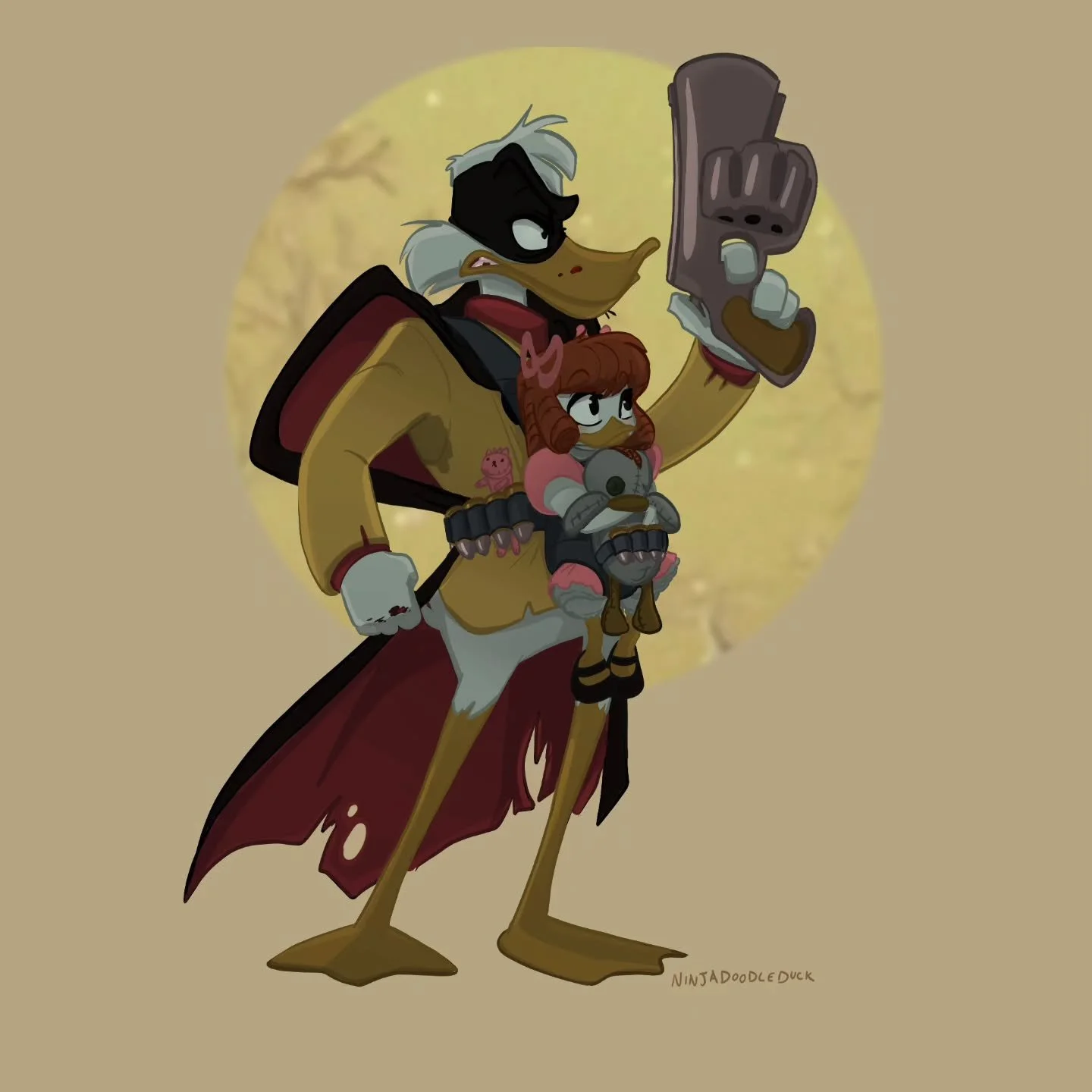 It can't be easy growing up in the Negaverse.🫠 Ok so I figure Negaduck probably has a secret soft spot for his Gosalyn as much as Drake is always yelling at his. Which had me exploring their life together. Which had me wishing this was a video game.