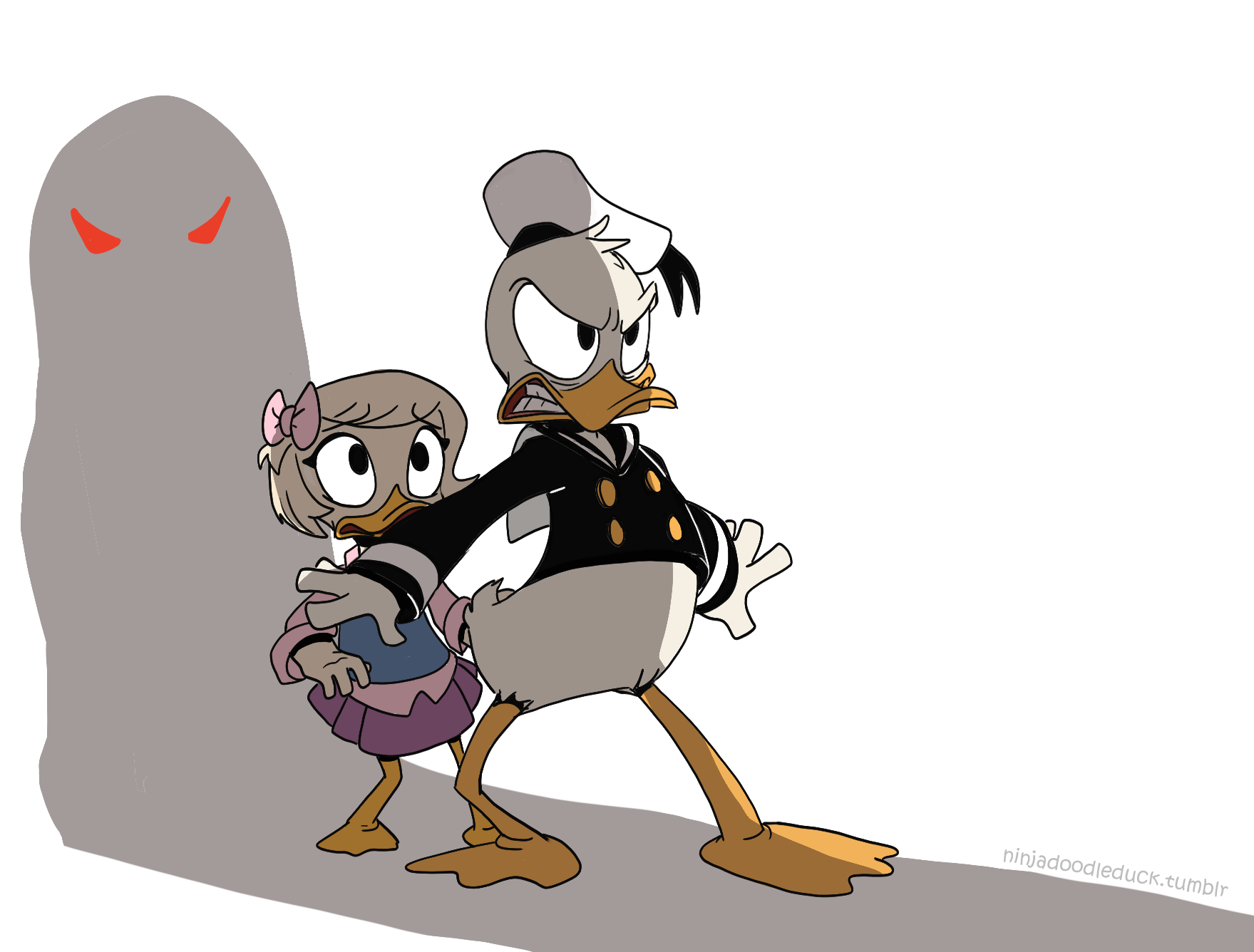 Donald being protective over Webby