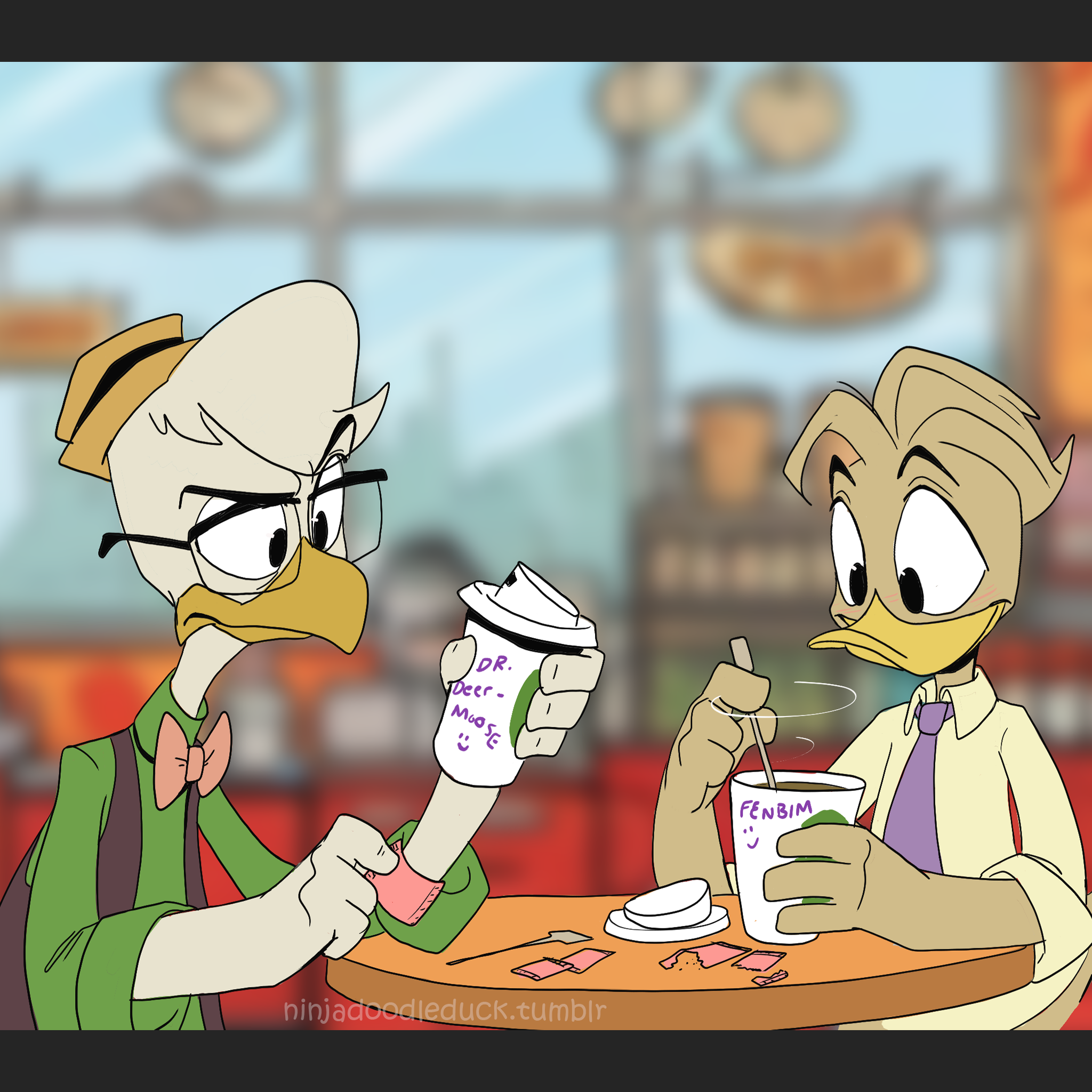 Gyro and Fenton getting coffee
