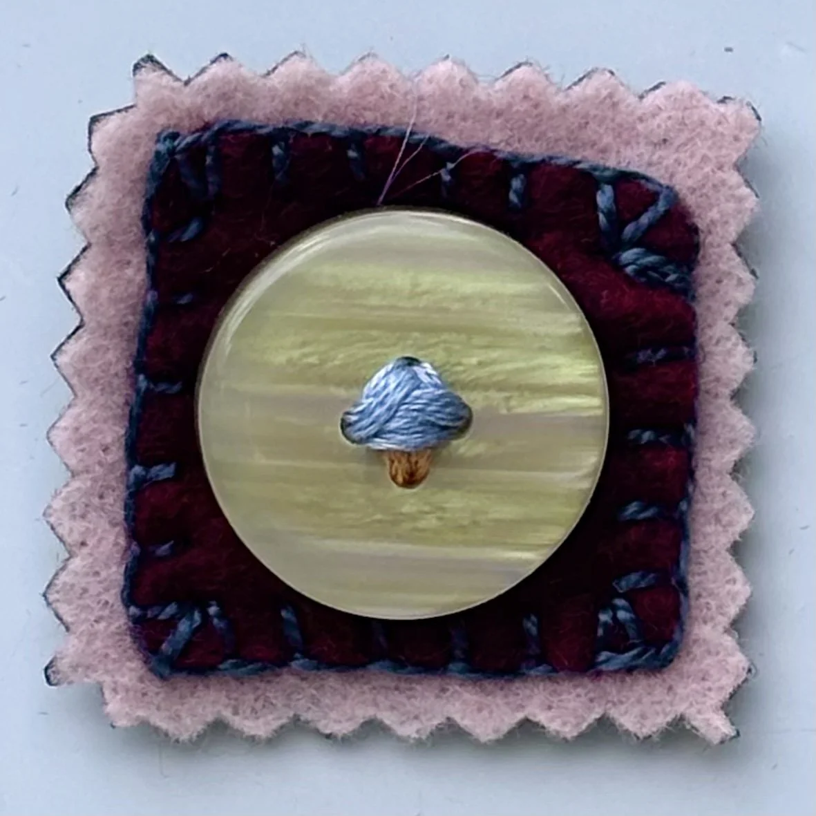 Blue Mushroom Button Felt Magnet