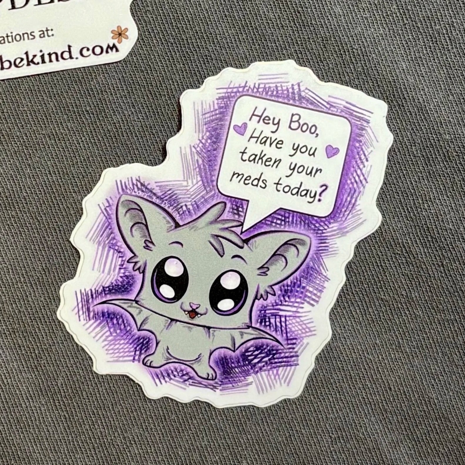 Cute Bat Med Reminder - Sticker