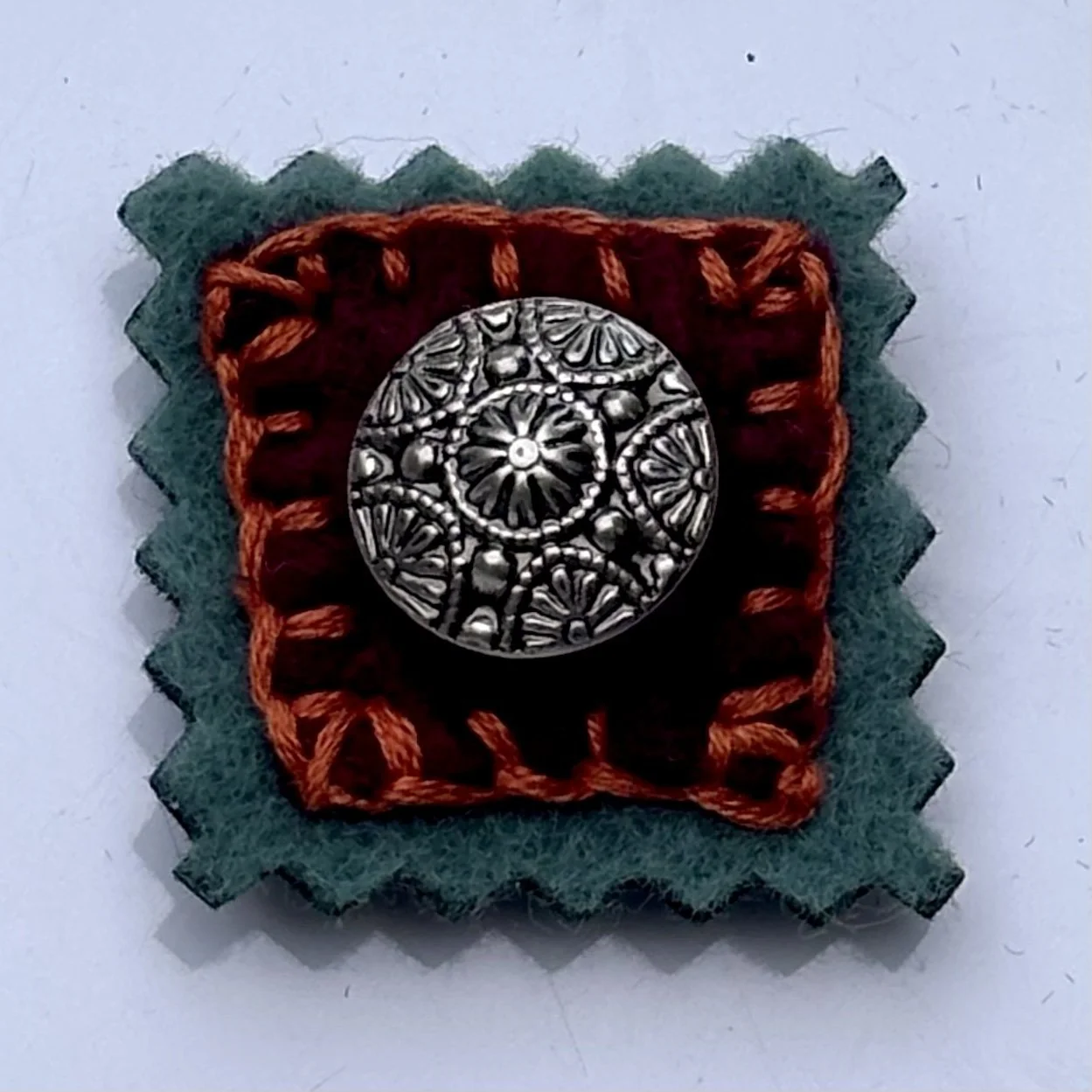 Vintage Silver Button Felt Magnet