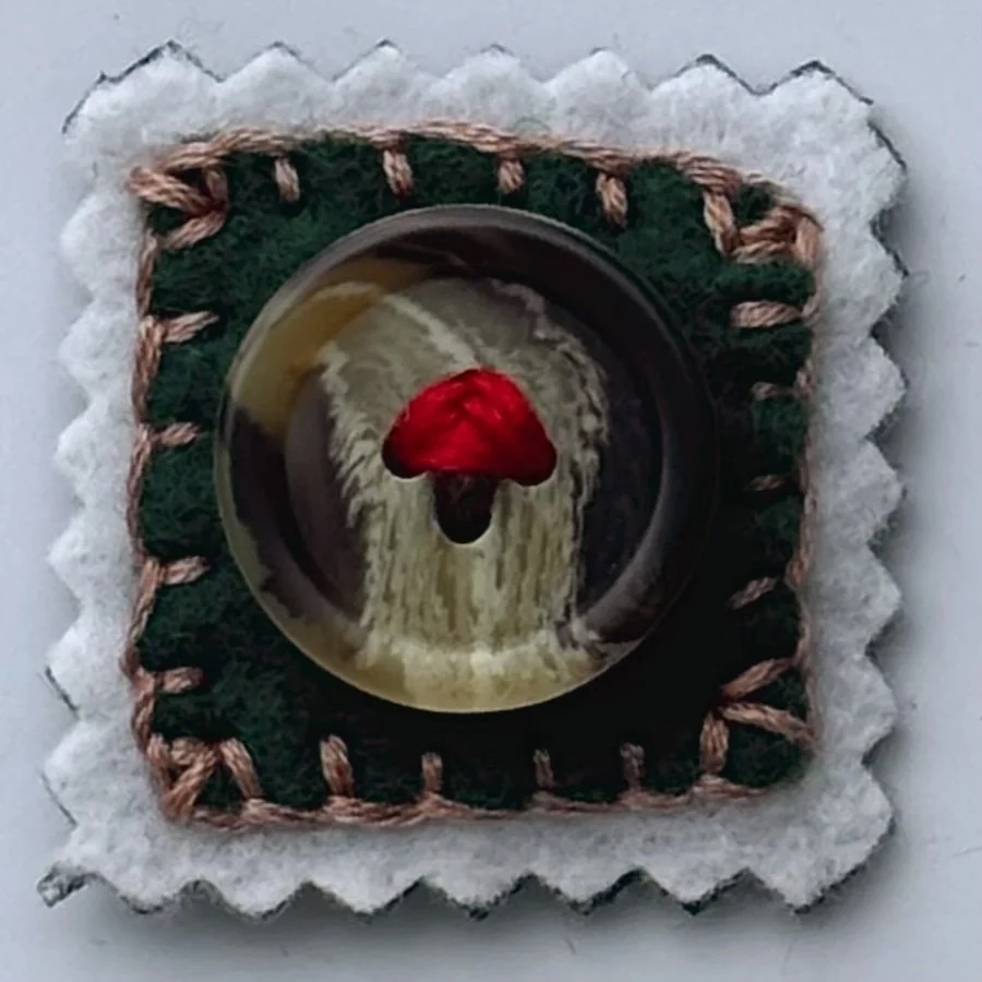 Red Mushroom Button Felt Magnet