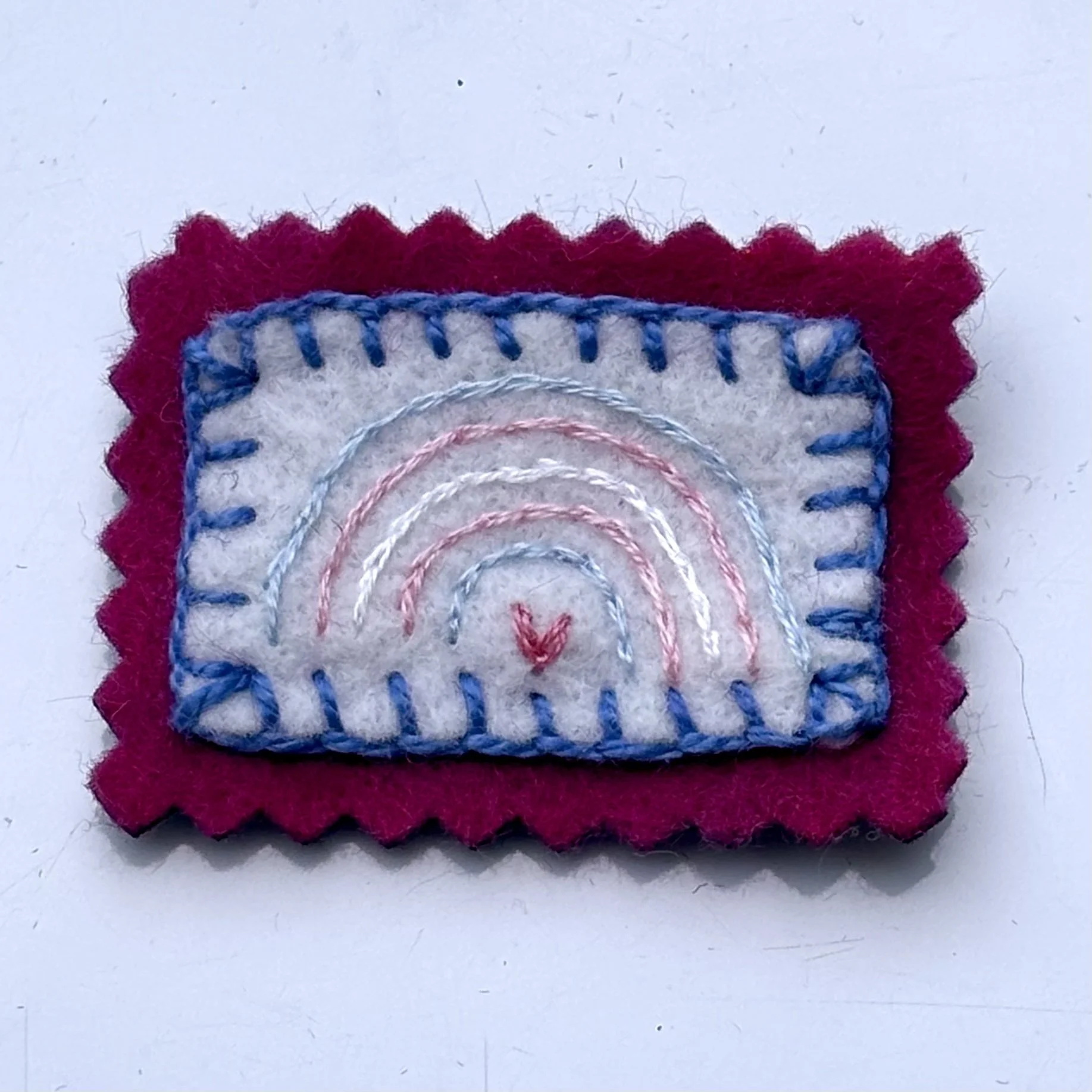 Trans Rainbow Felt Magnet with Heart