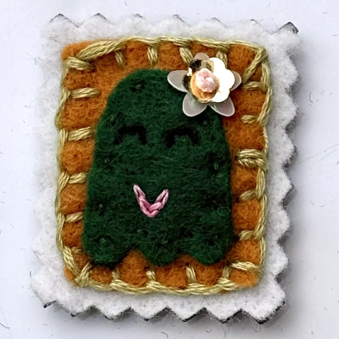 Green and Gold Ghost Felt Magnet
