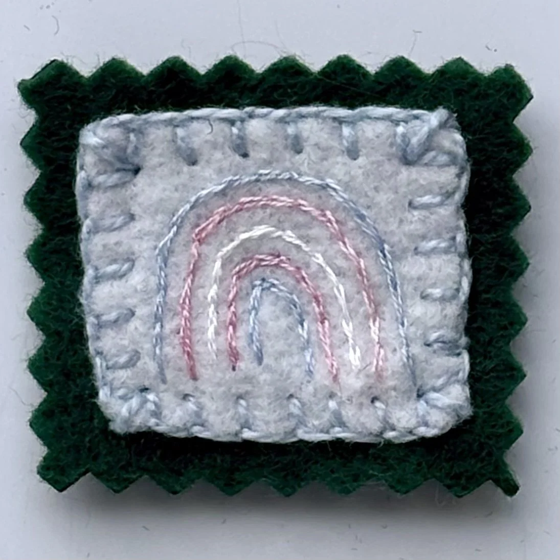 Felt Magnet - Trans Pride Rainbow with Dark Green Border