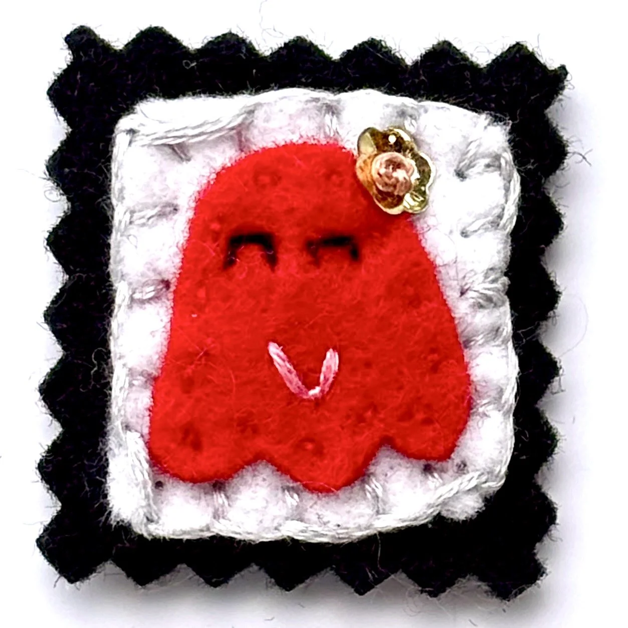 Red Ghost, Black Border version 1 - Felt Magnet