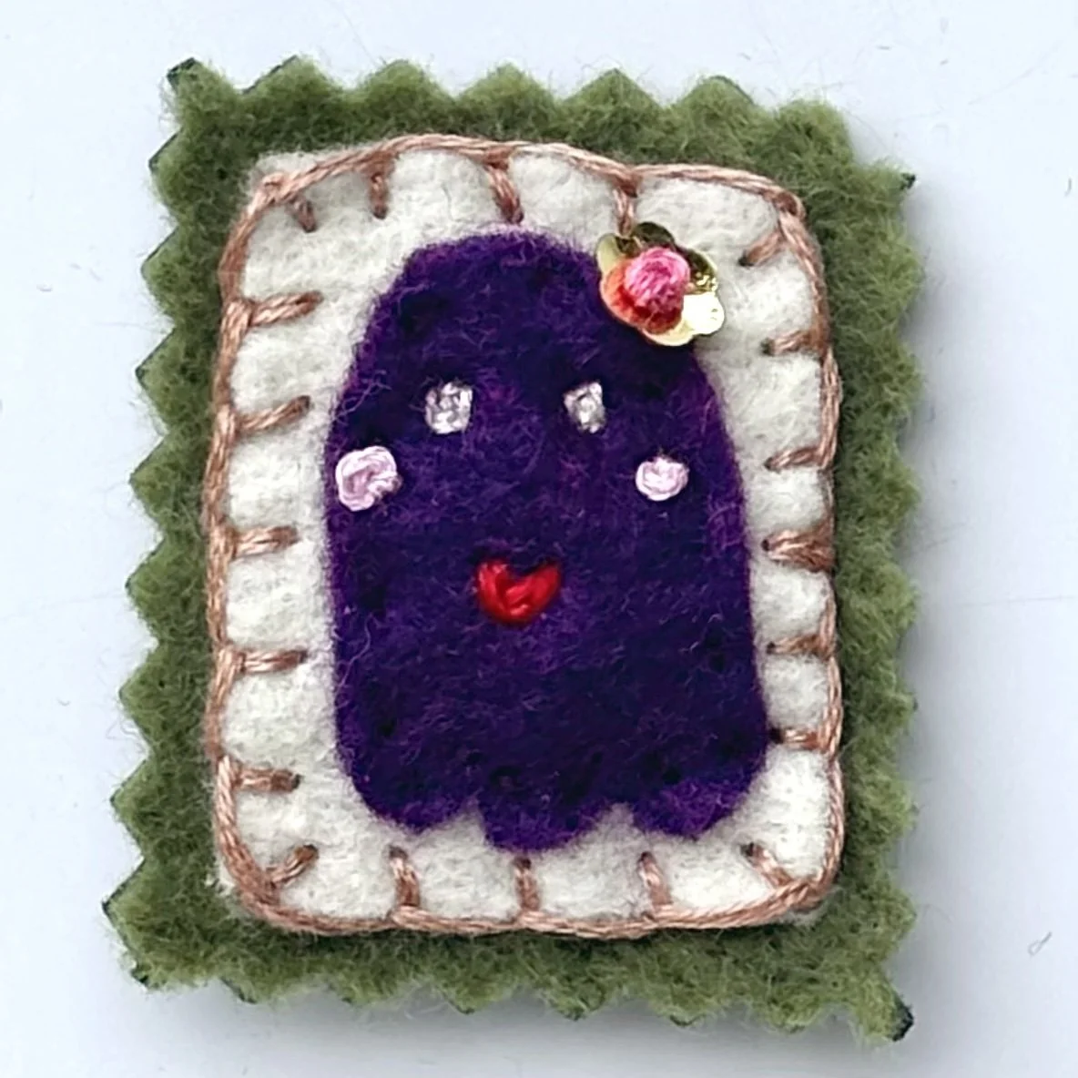 Purple Ghost Felt Magnet