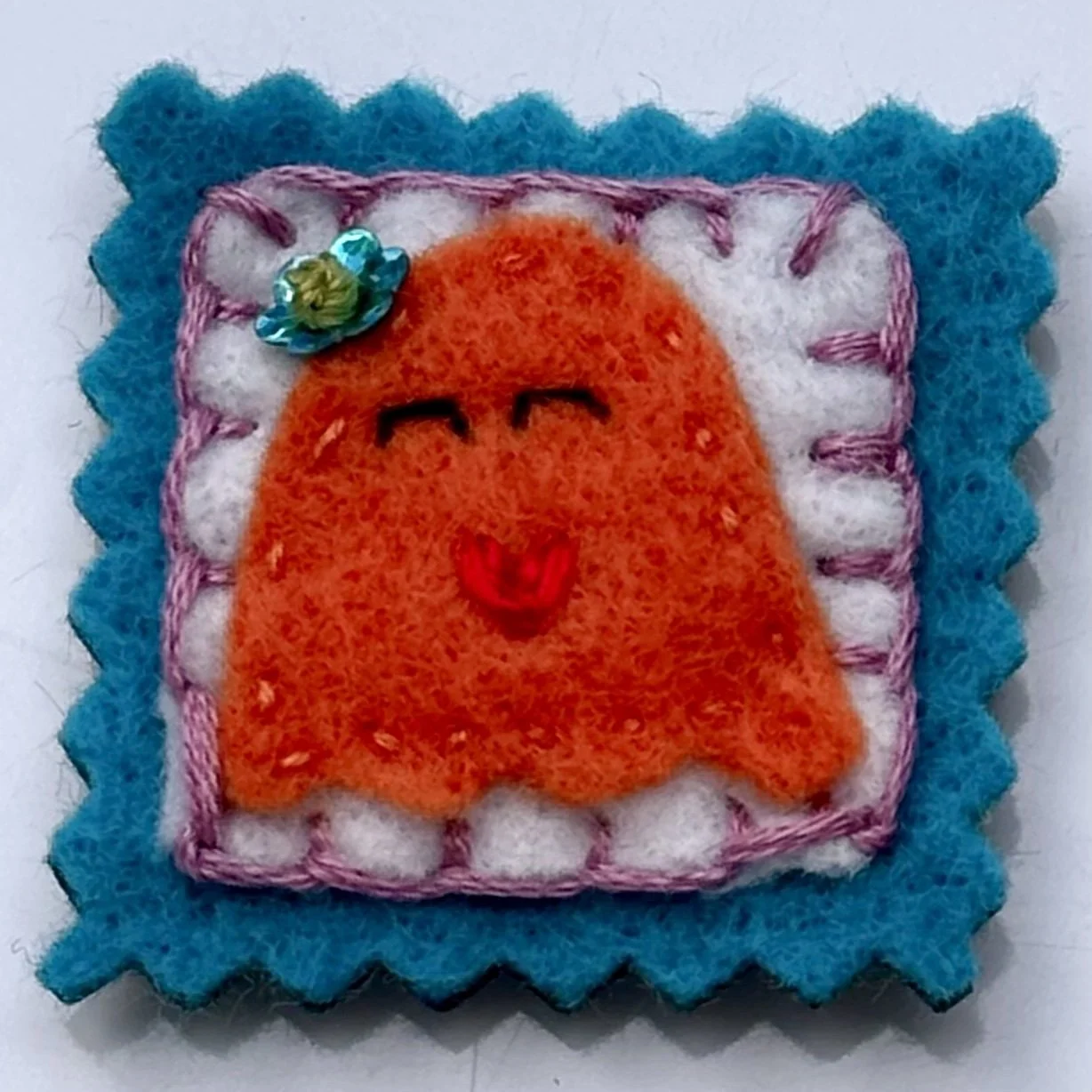 Orange Ghost Blue Border Felt Magnet
