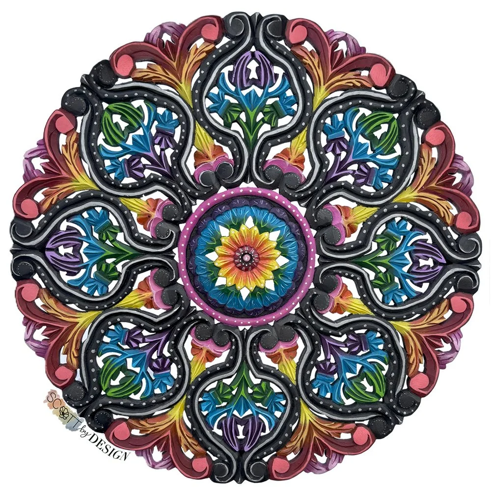 Rainbow Radial Mandala Glitter Sticker
