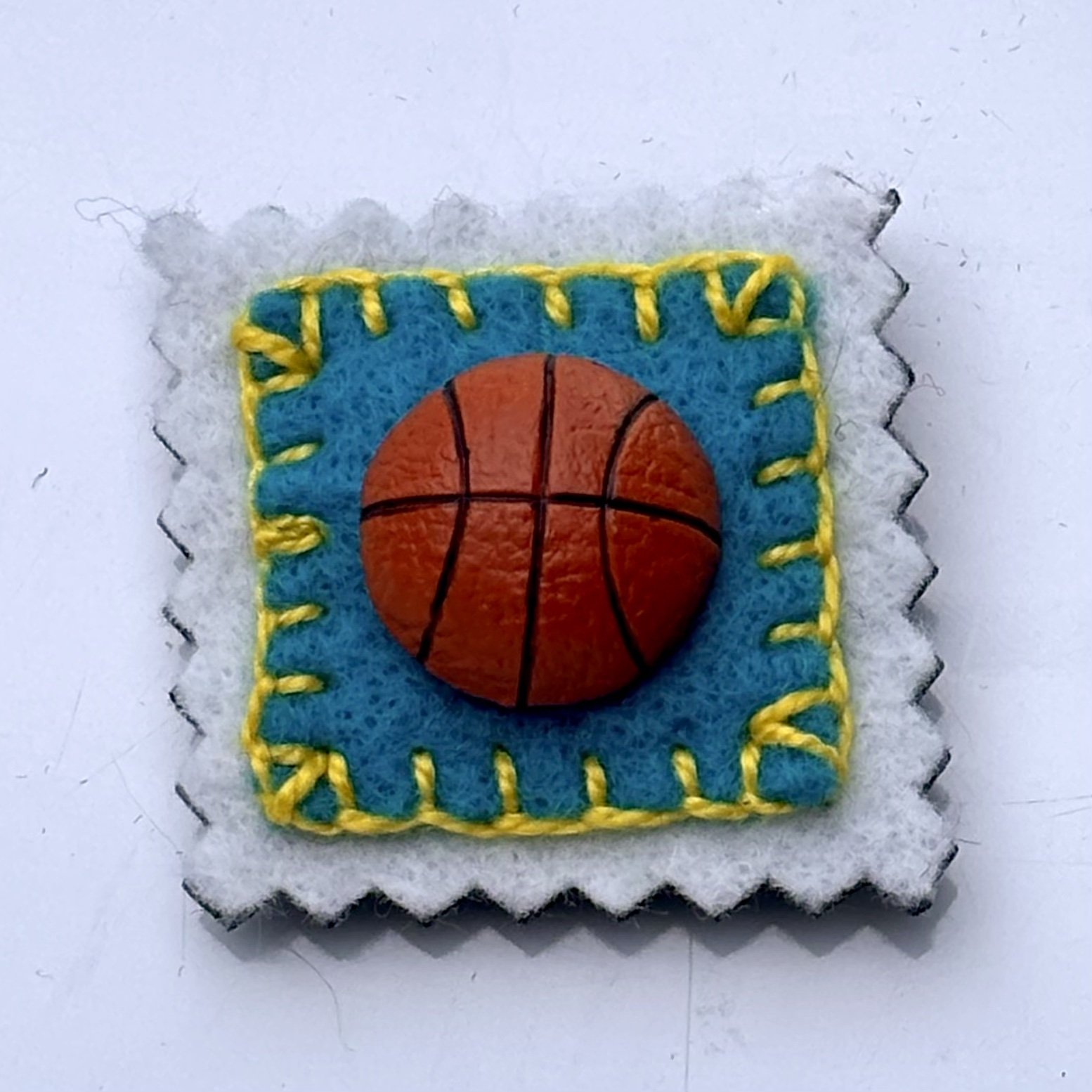Vintage Basketball Button Felt Magnet