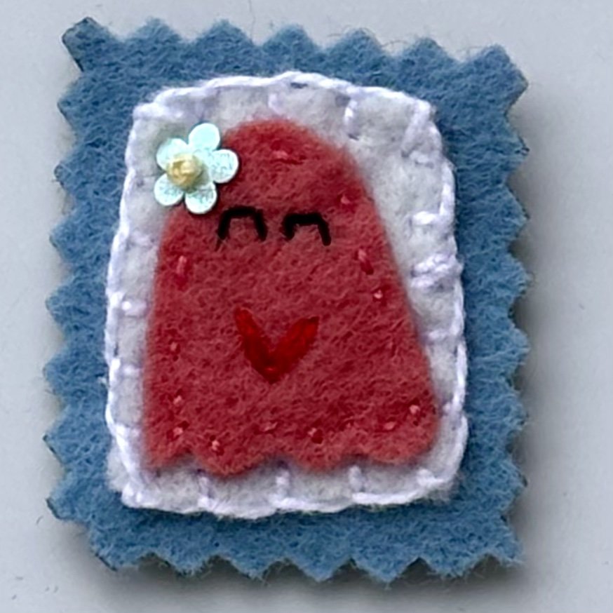 Dark Pink Ghost Felt Magnet
