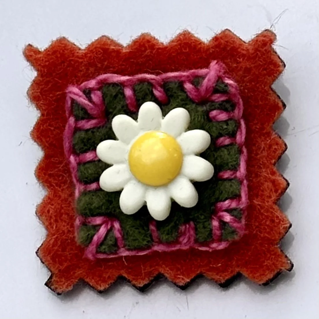 Vintage White Button Felt Magnet