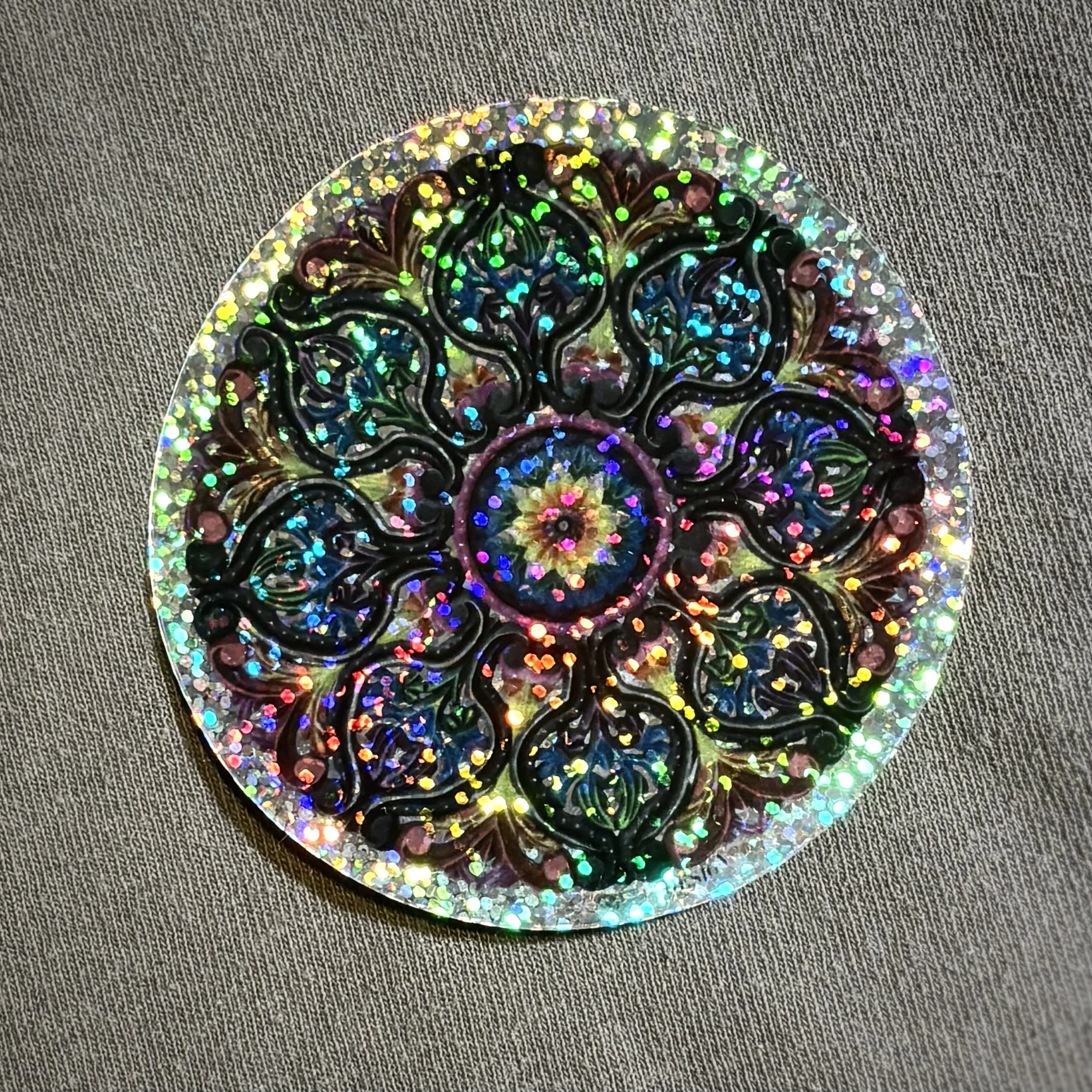 Rainbow Radial Mandala - Glitter Sticker