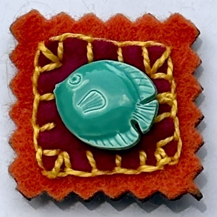 Teal Fish Button Felt Magnet