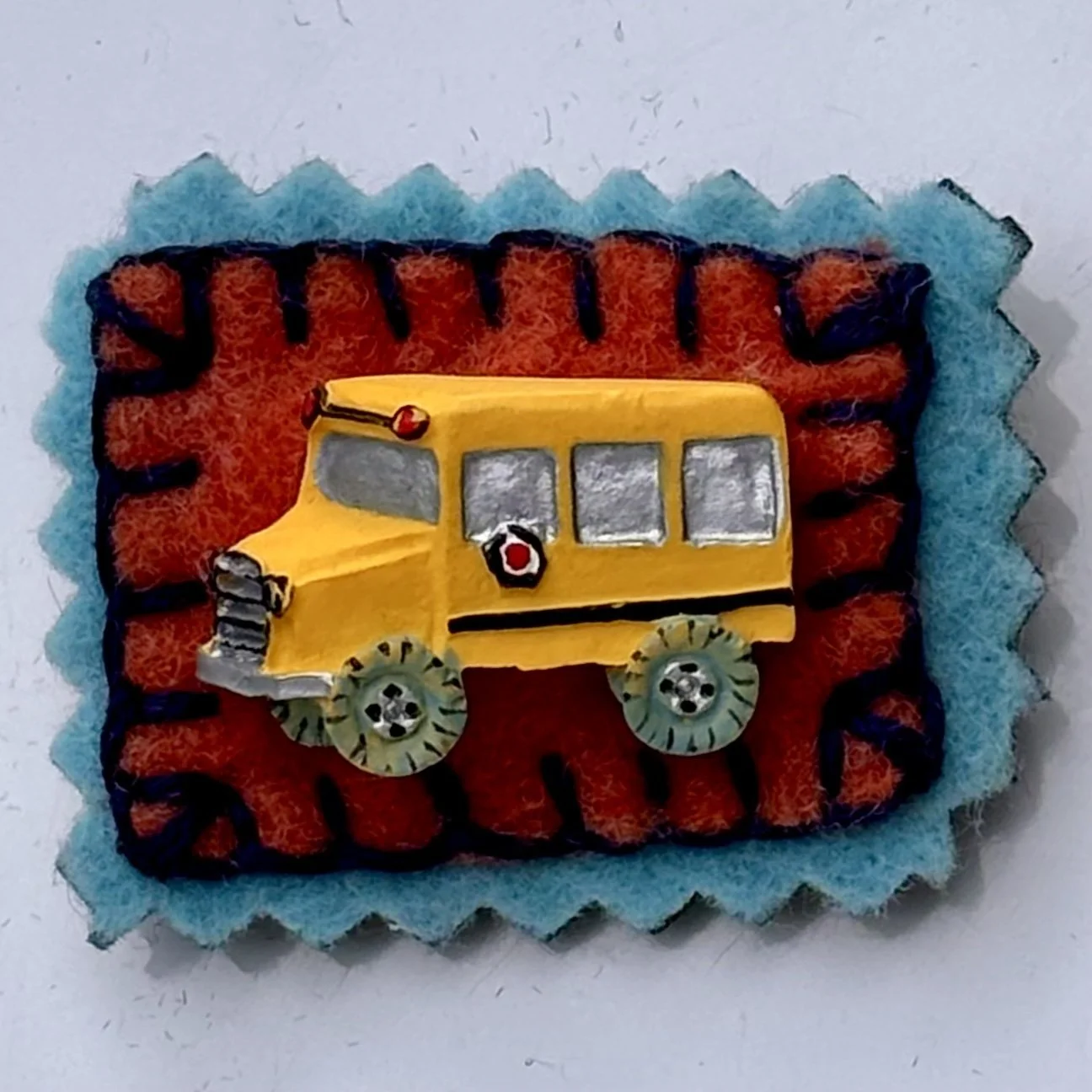 School Bus Button Felt Magnet