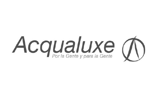 Logotipo de Acqualuxe con texto y símbolo circular