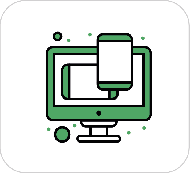 Icono de un teléfono móvil sobre un monitor de computadora con una pantalla
