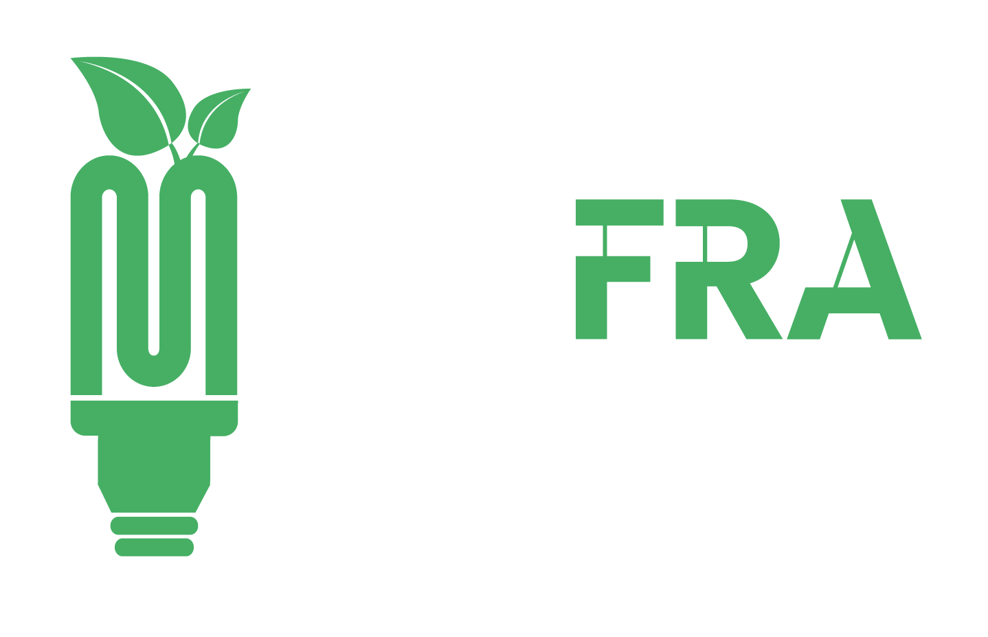 Logotipo de '10 Zafra LAB' con una bombilla verde que tiene hojas en la parte superior, y el texto '10 ZAFRA LAB' en colores blanco y verde.