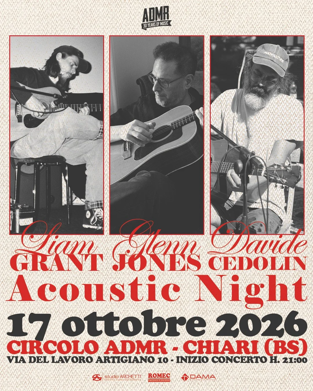 Liam Grant, Glenn Jones e Davide Cedolin - ACOUSTIC NIGHT
