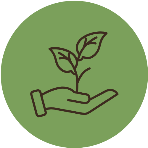icon with a hand and plant growing