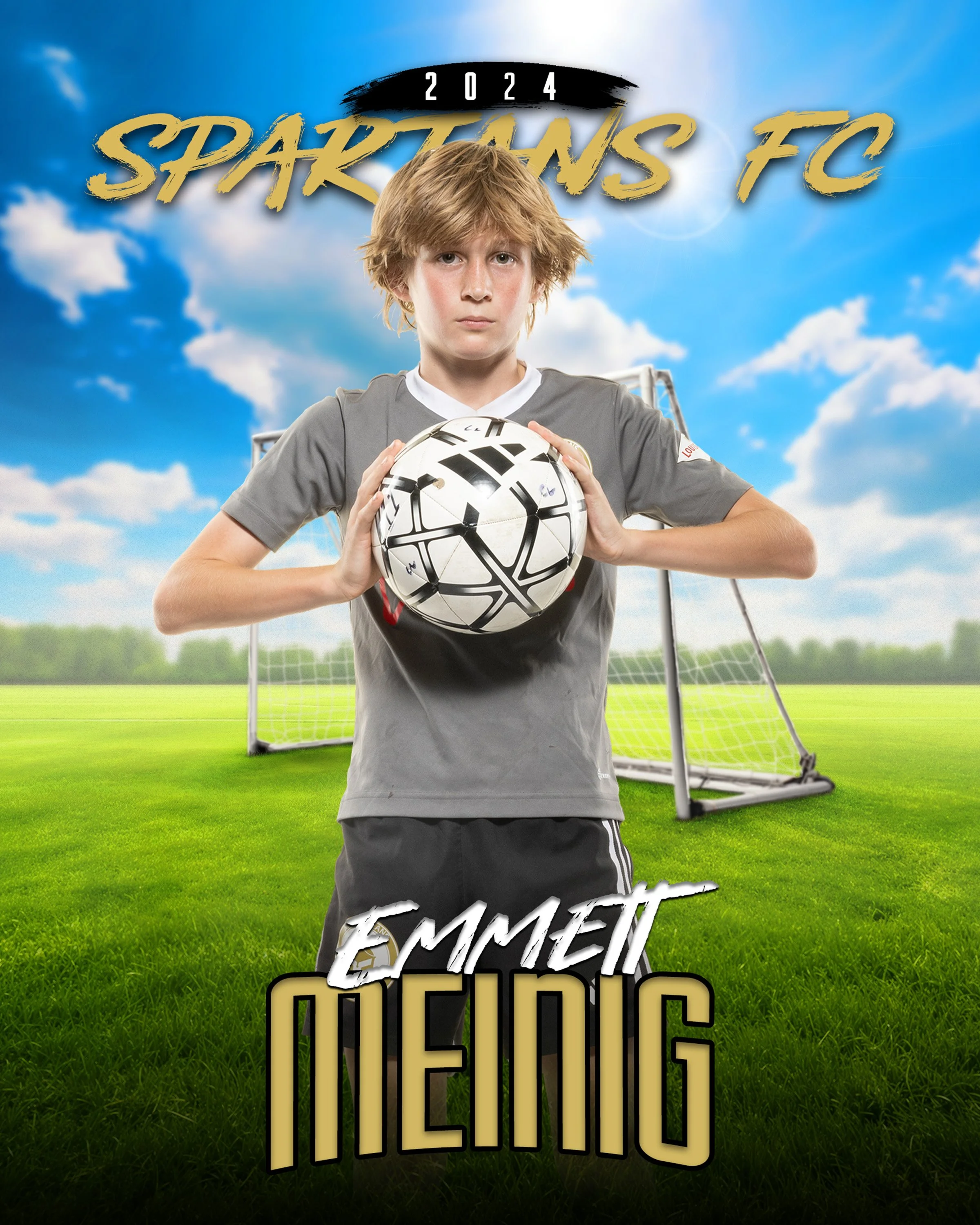 Individual Picture Football Soccer Youth Team with virtual background name and text