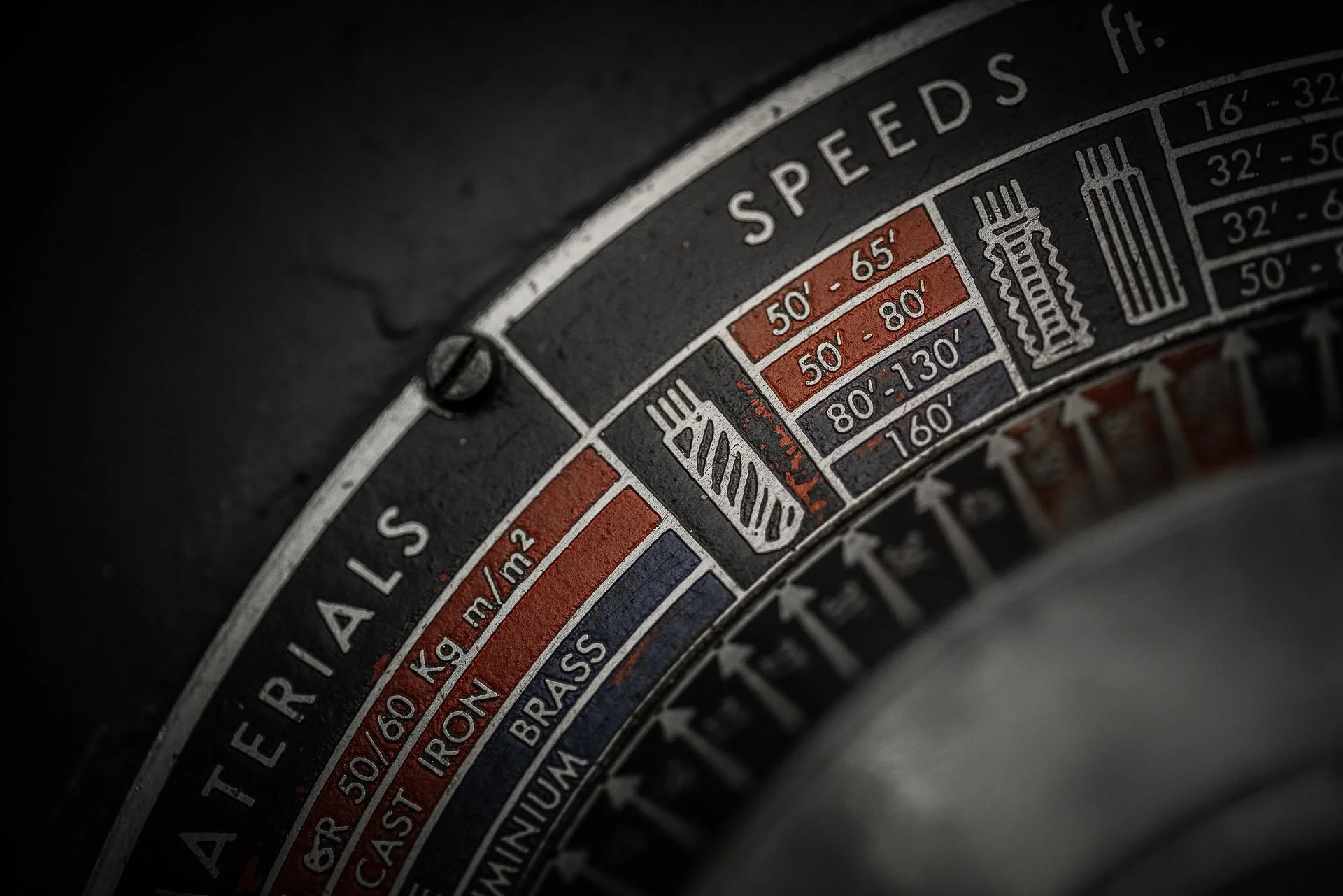 Close-up of a vintage camera shutter speed dial showing various shutter speed options.