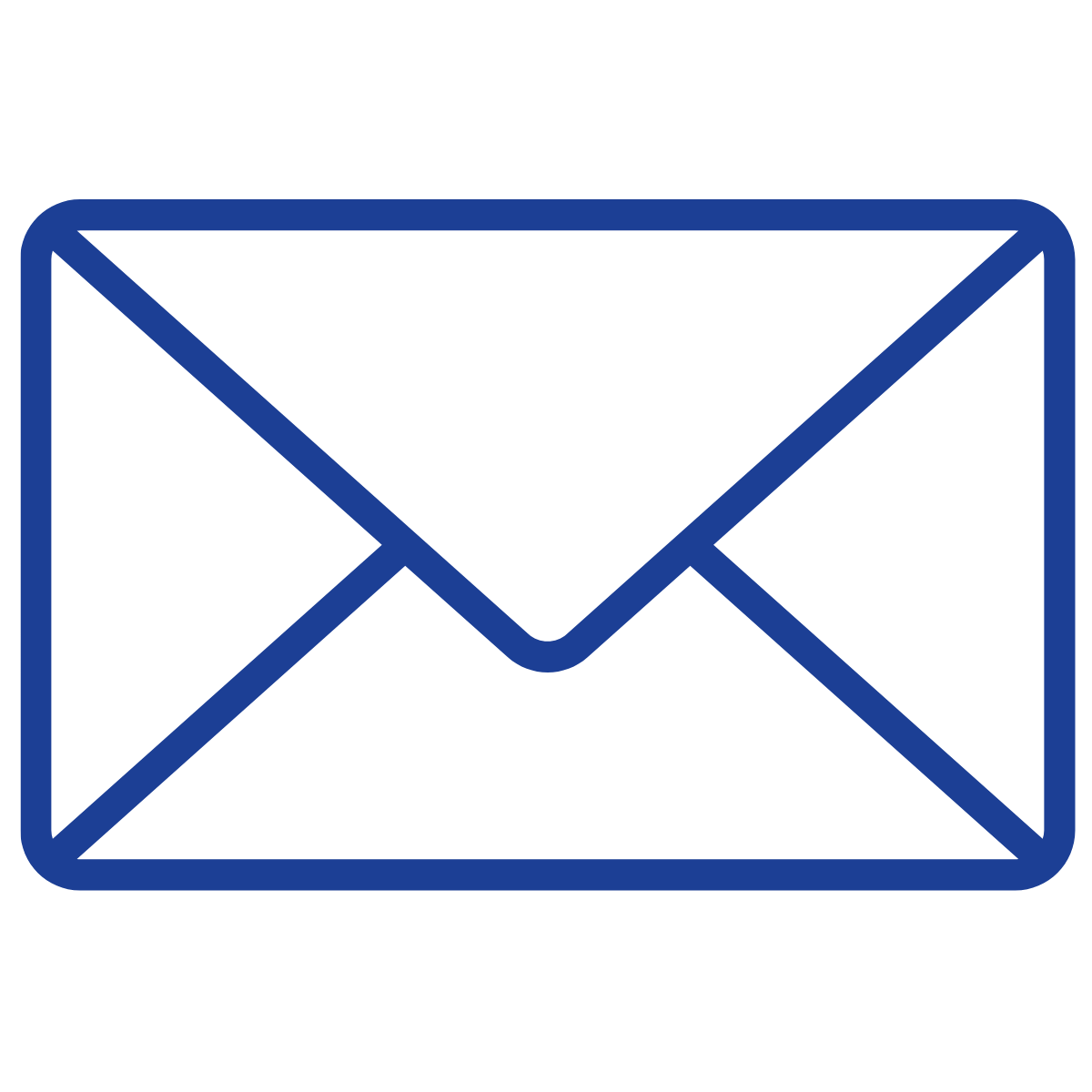 Outline of a blue envelope icon