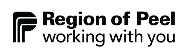 Logo with the text "Region of Peel working with you" and a stylized "P" symbol
