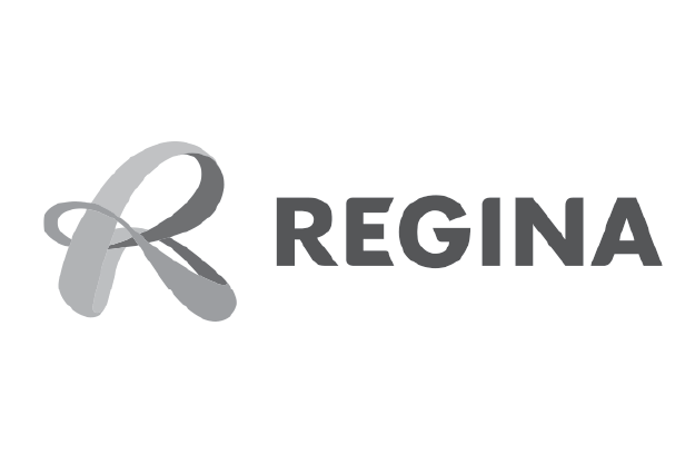 Logo with a stylized ribbon and the word 'REGINA' in bold uppercase letters.