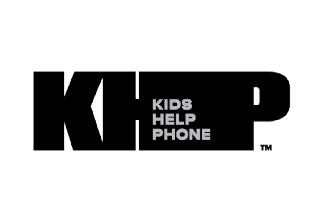 KIDS HELP PHONE logo with the words 'KIDS HELP PHONE' in gray letters inside a black outline.