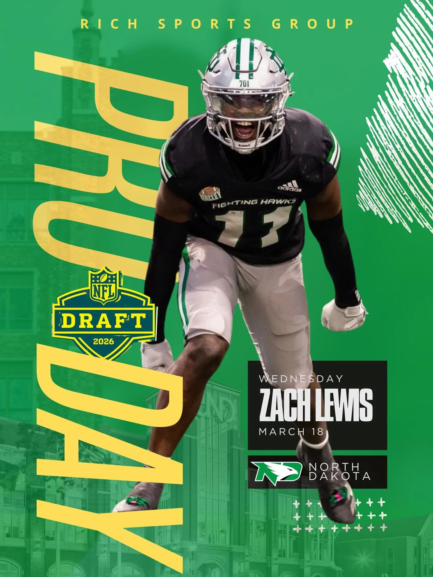 Best of luck to ZACH LEWIS at the University of North Dakota&rsquo;s Pro Day today! 🙏🏾💯