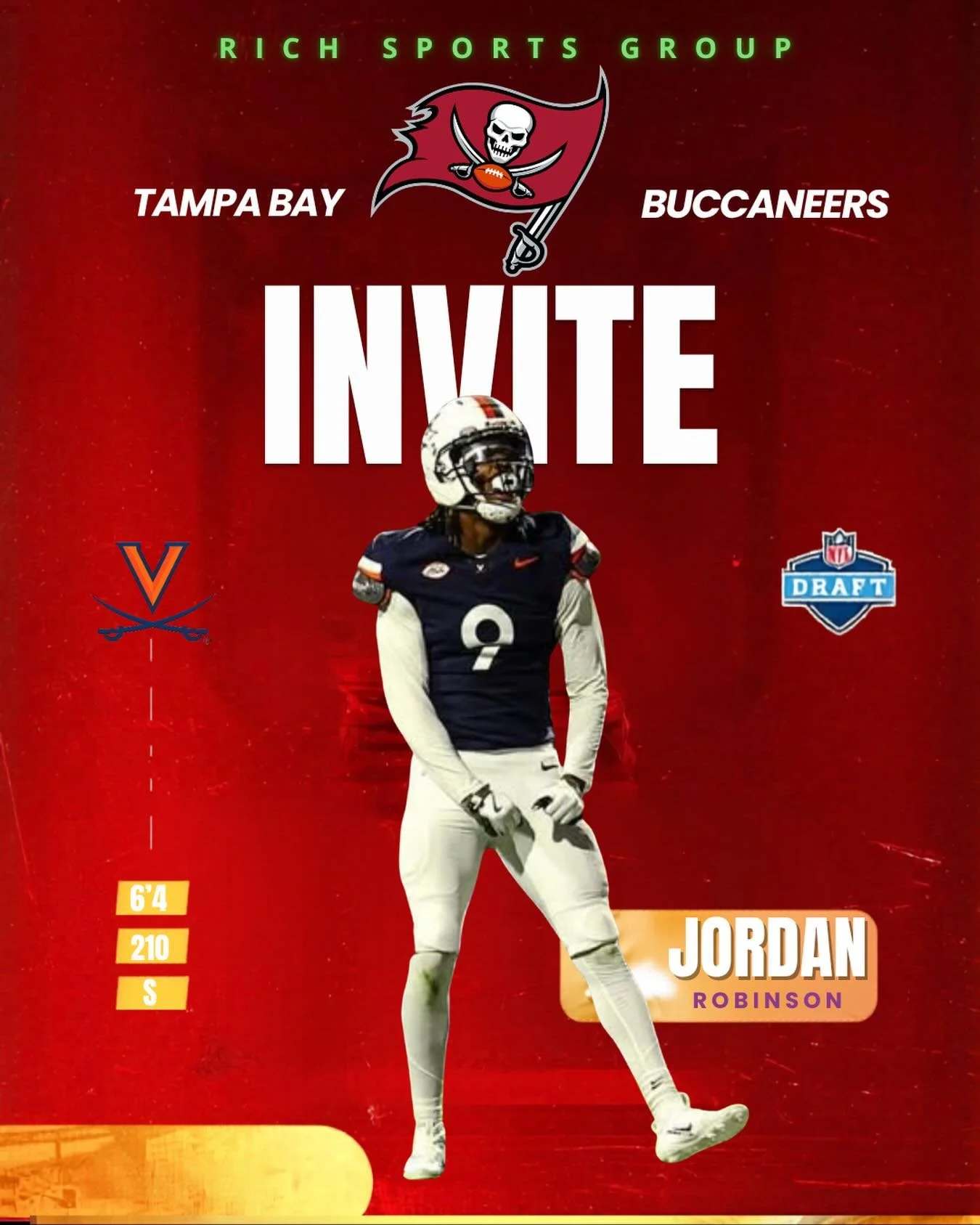 CONGRATULATIONS to JORDAN ROBINSON on his invite to the Tampa Bay Buccaneers Rookie Minicamp!!