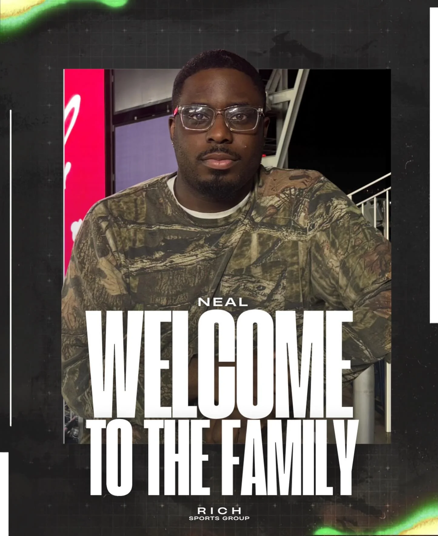 Welcome to the RSG Family! 🟢⚫️

We&rsquo;re excited to announce that Neal has joined Rich Sports Group as a NIL Agent, focusing on athlete marketing opportunities, brand partnerships, and collective agreements.

Welcome to the team, Neal! 🚀