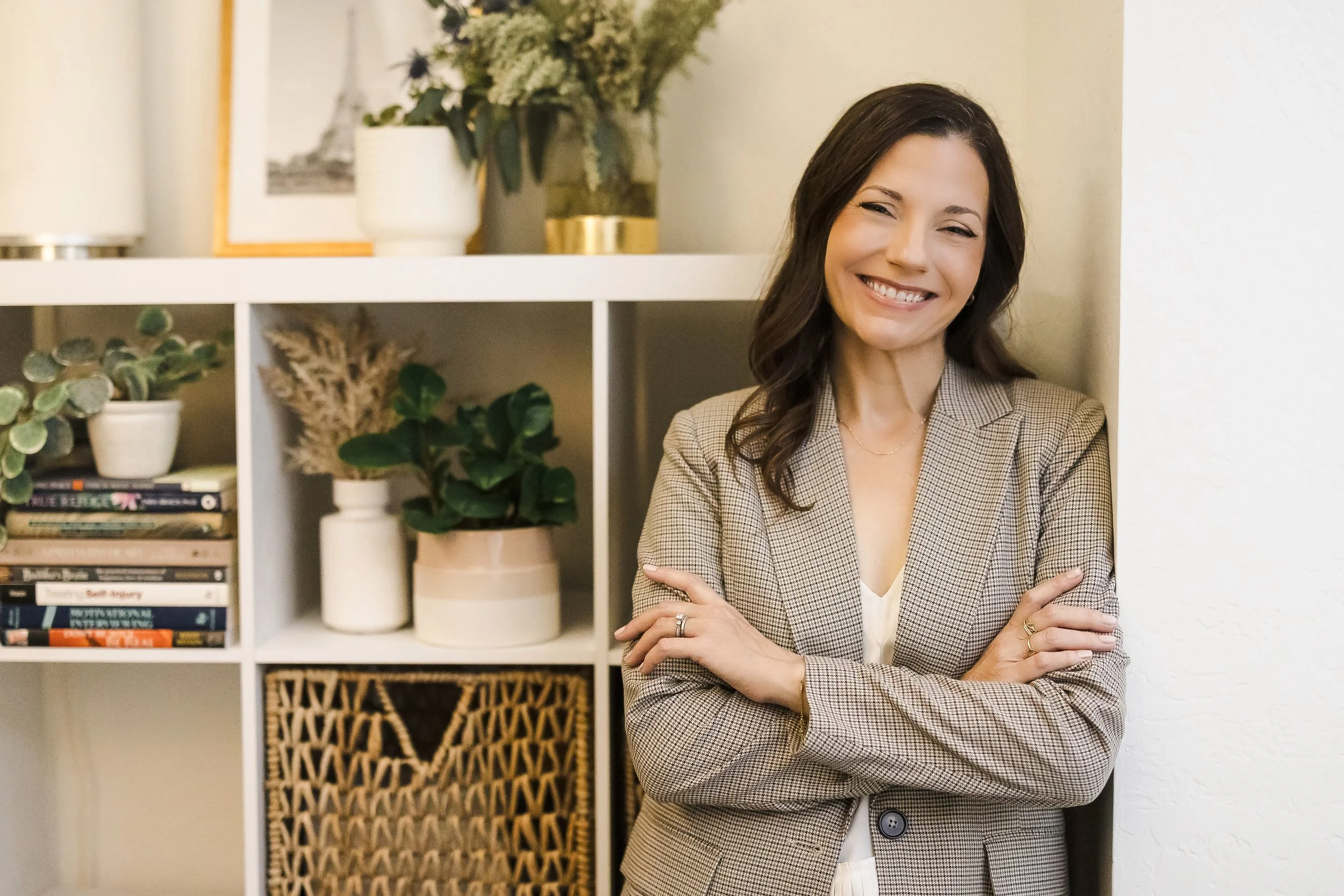 Women smiling in a therapist office