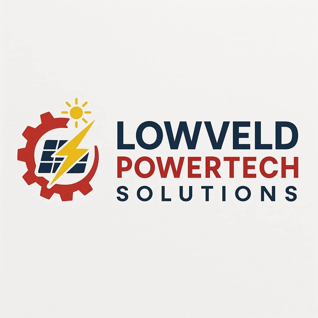 Lowweld Powertech Solutions logo with gear, solar panel, lightning bolt, and sun icons.