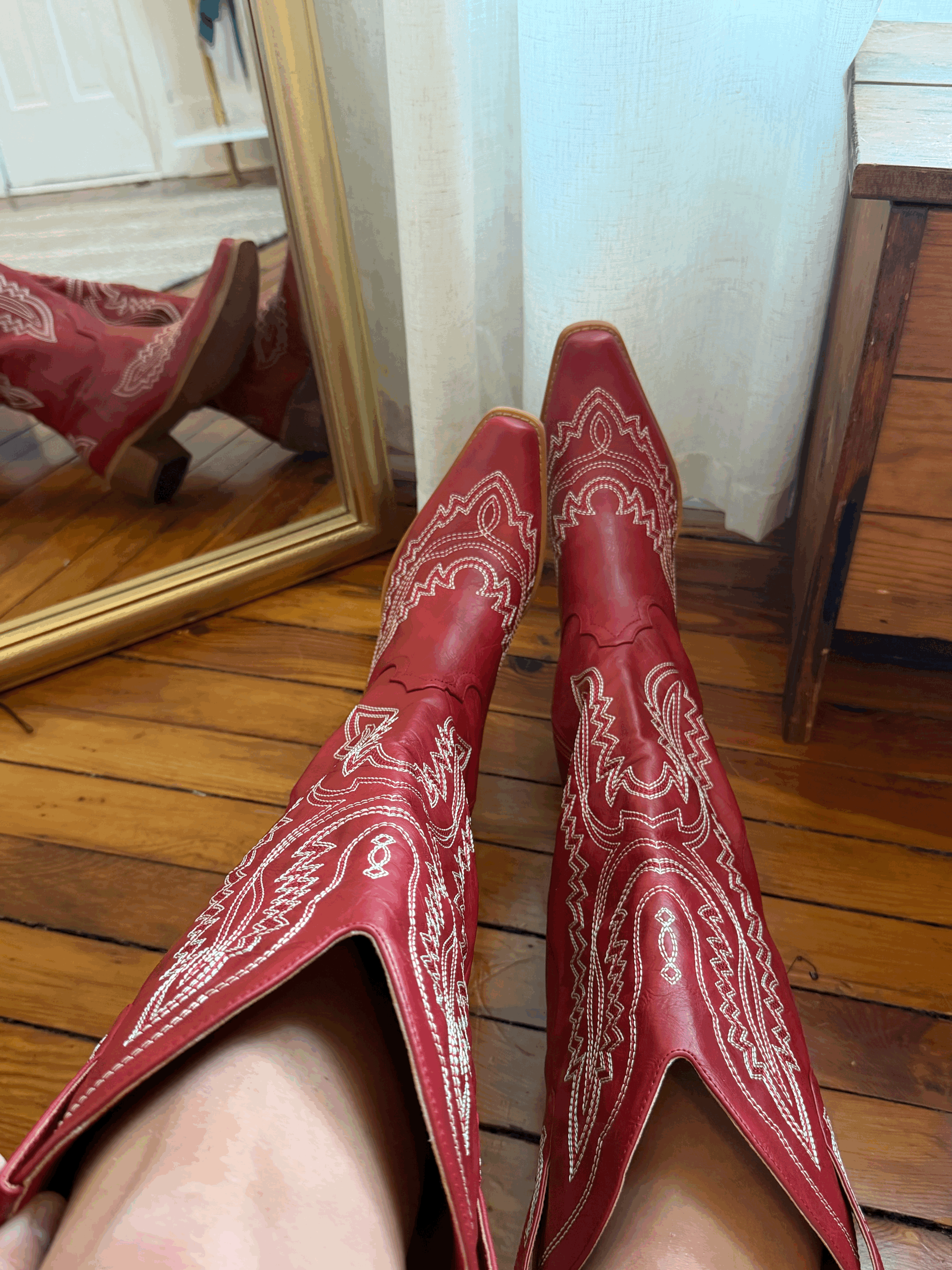 Red cowgirl boots