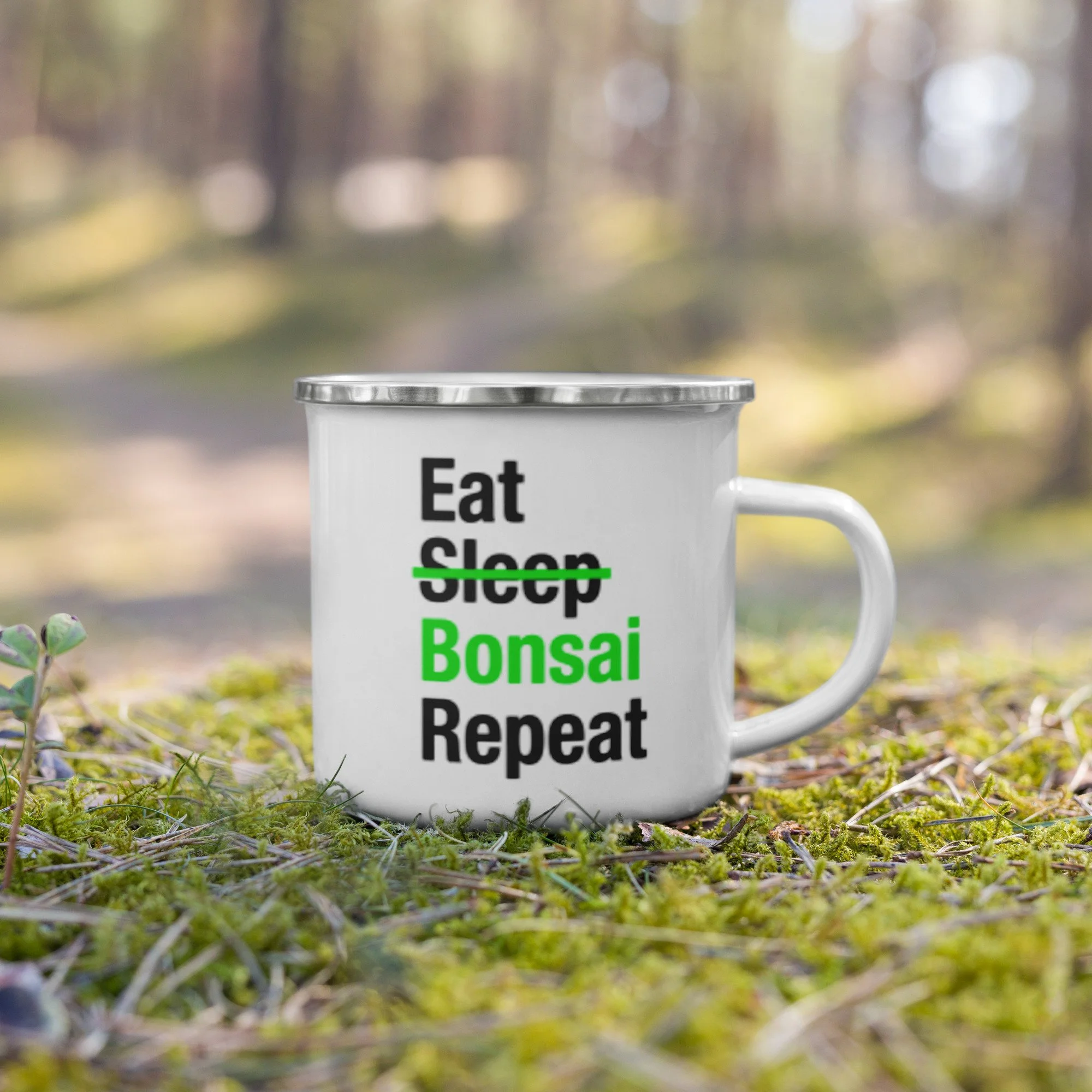 'Eat, Sleep, Bonsai, Repeat' Enamel Mug