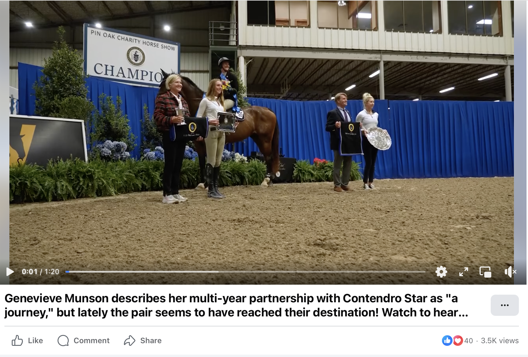 APRIL 3, 2026- Genevieve Munson describes her multi-year partnership with Contendro Star as "a journey," but lately the pair seems to have reached their destination! Watch to hear more from Genevieve following her win in the $10,000 Summer Hill Farms