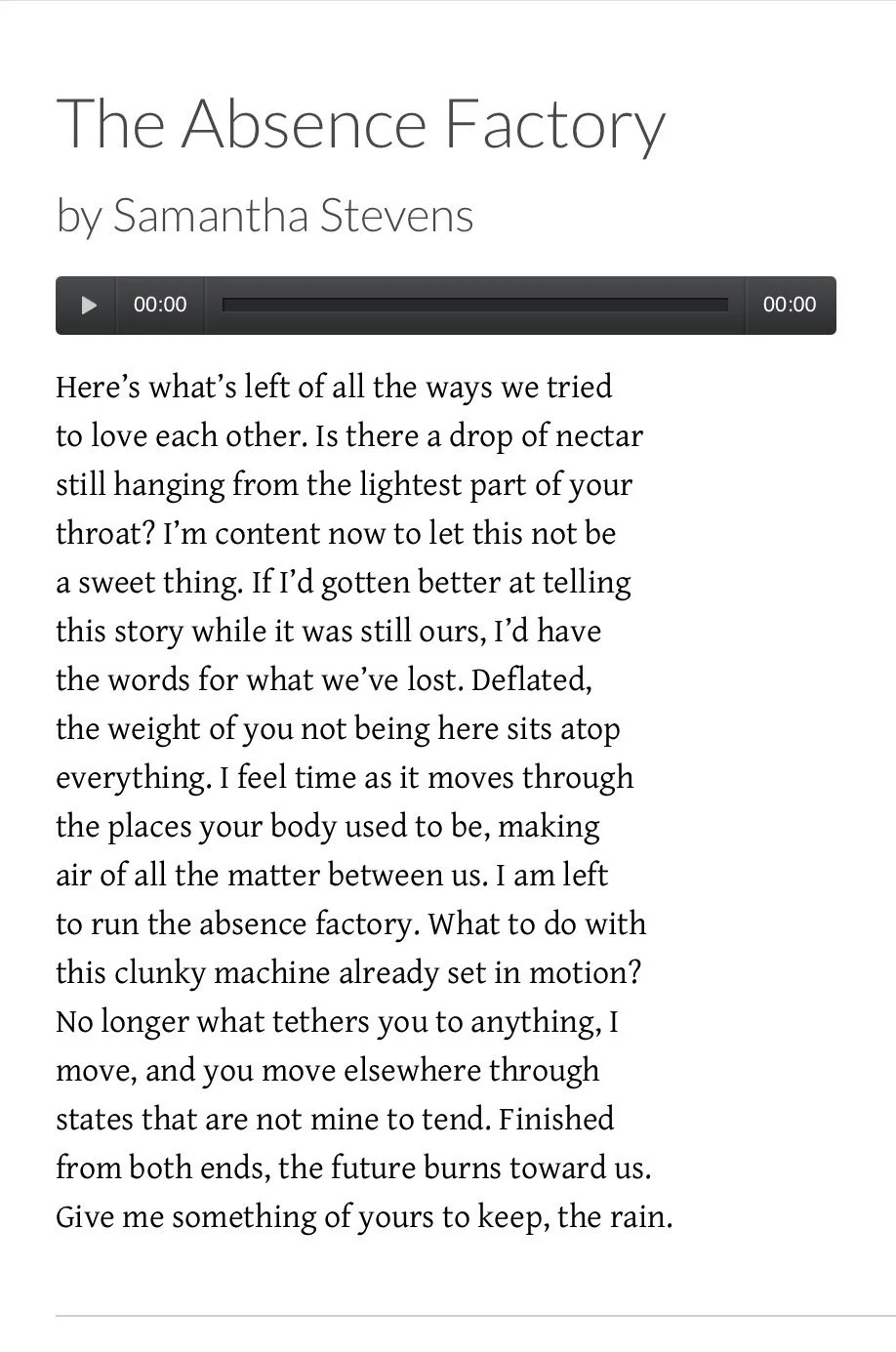 Muzzle Magazine: “The Absence Factory”