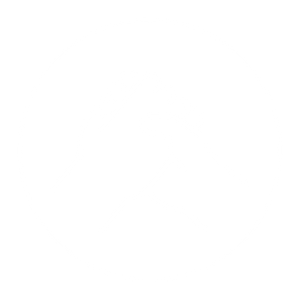 Line drawing of two hands clasped together inside a circle.