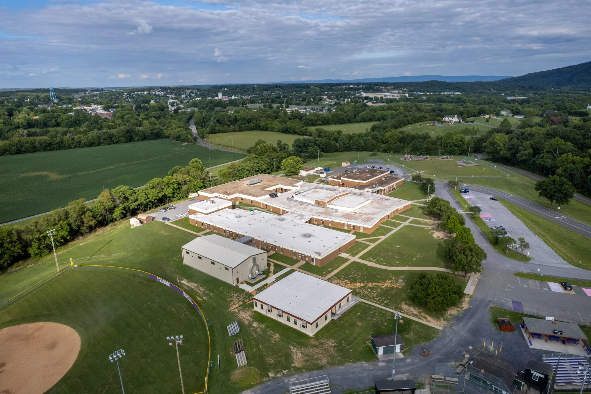 Progress photo of the Phase 1 ductwork installation at Sandy Hook Elementary School in Strasburg, Virginia, showing how Blauch Brothers kept the project moving on schedule.