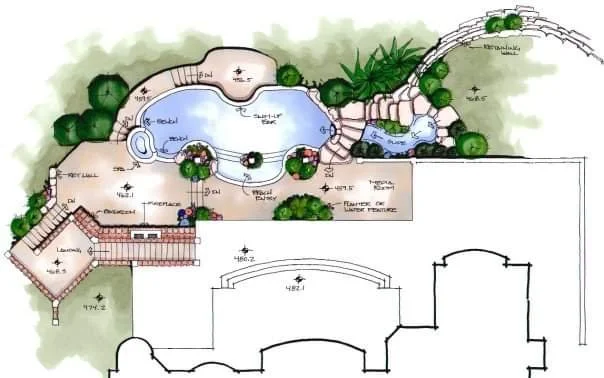 Swimming pool design concept drawing for ROOT DESIGN CO - Austin, TX
