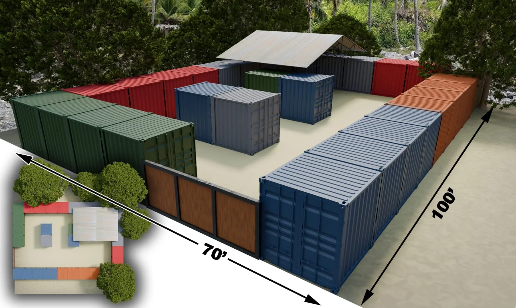 Dimension outline for storage facility in Dominican Republic