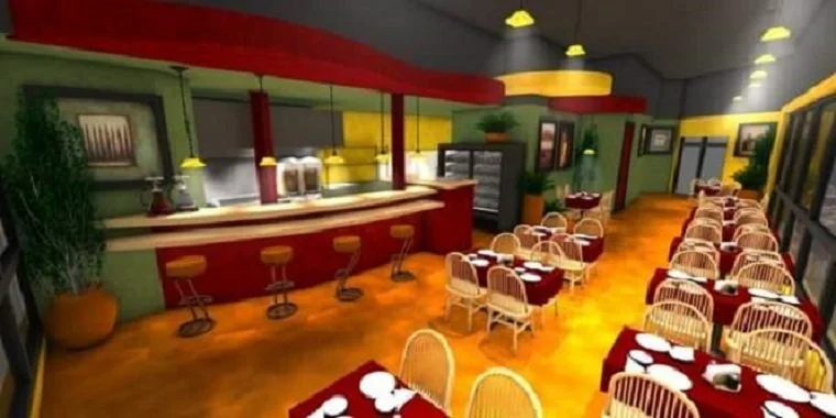 Restaurant Interior concept rendering for Zakia's Greek Cuisine - Austin, TX