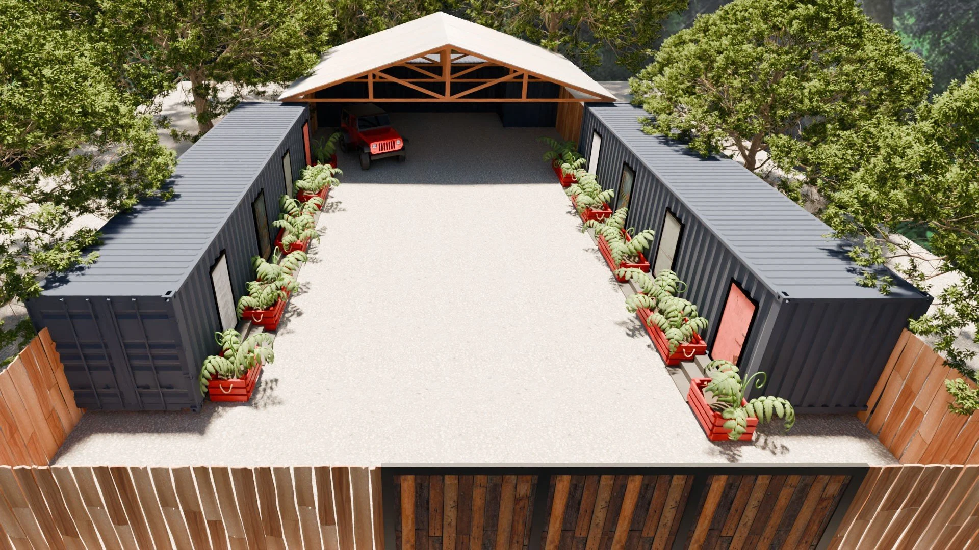 Concept design and render for storage facility in Dominican Republic